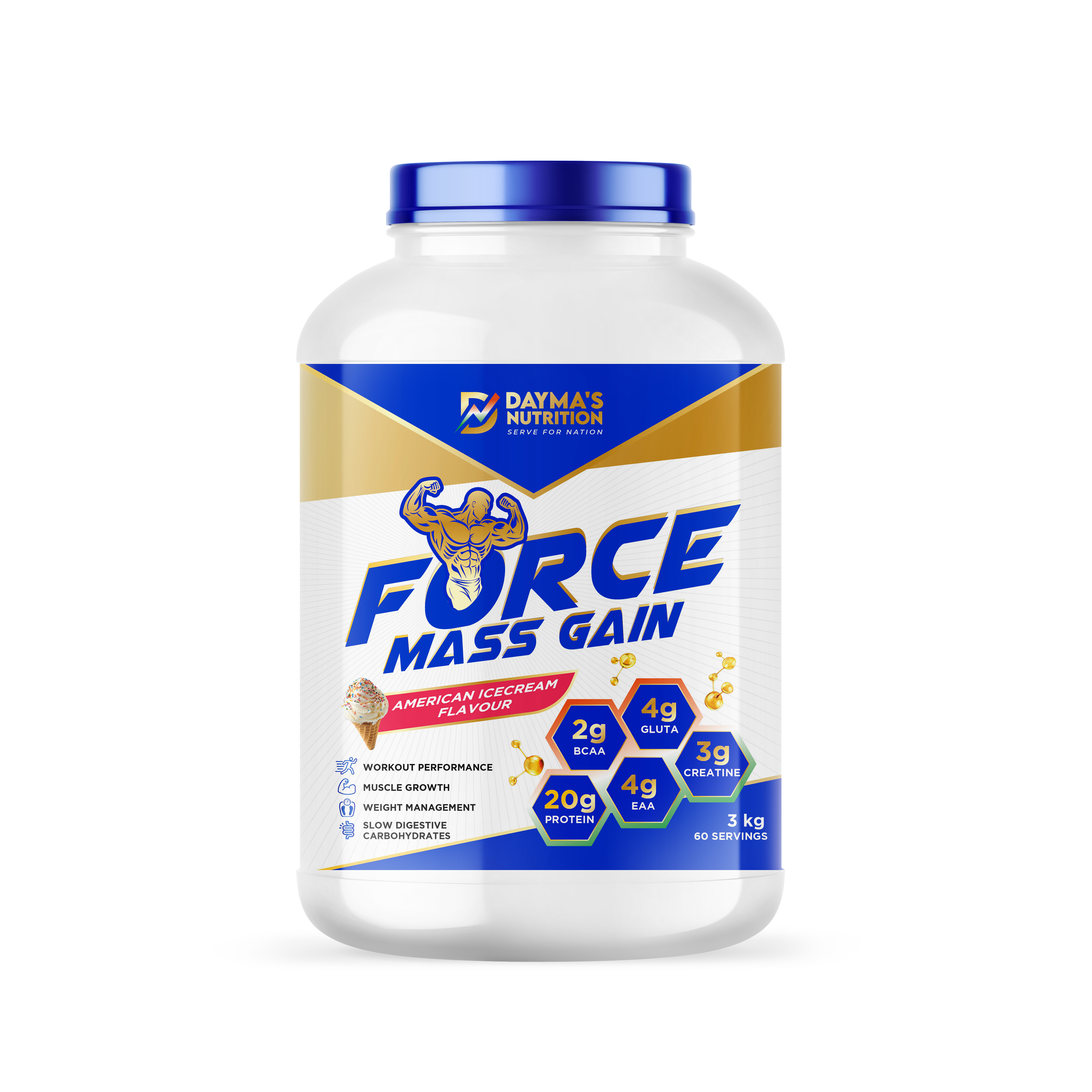 Dayma’s Nutrition-Force Mass Gain-American Icecream_3kg