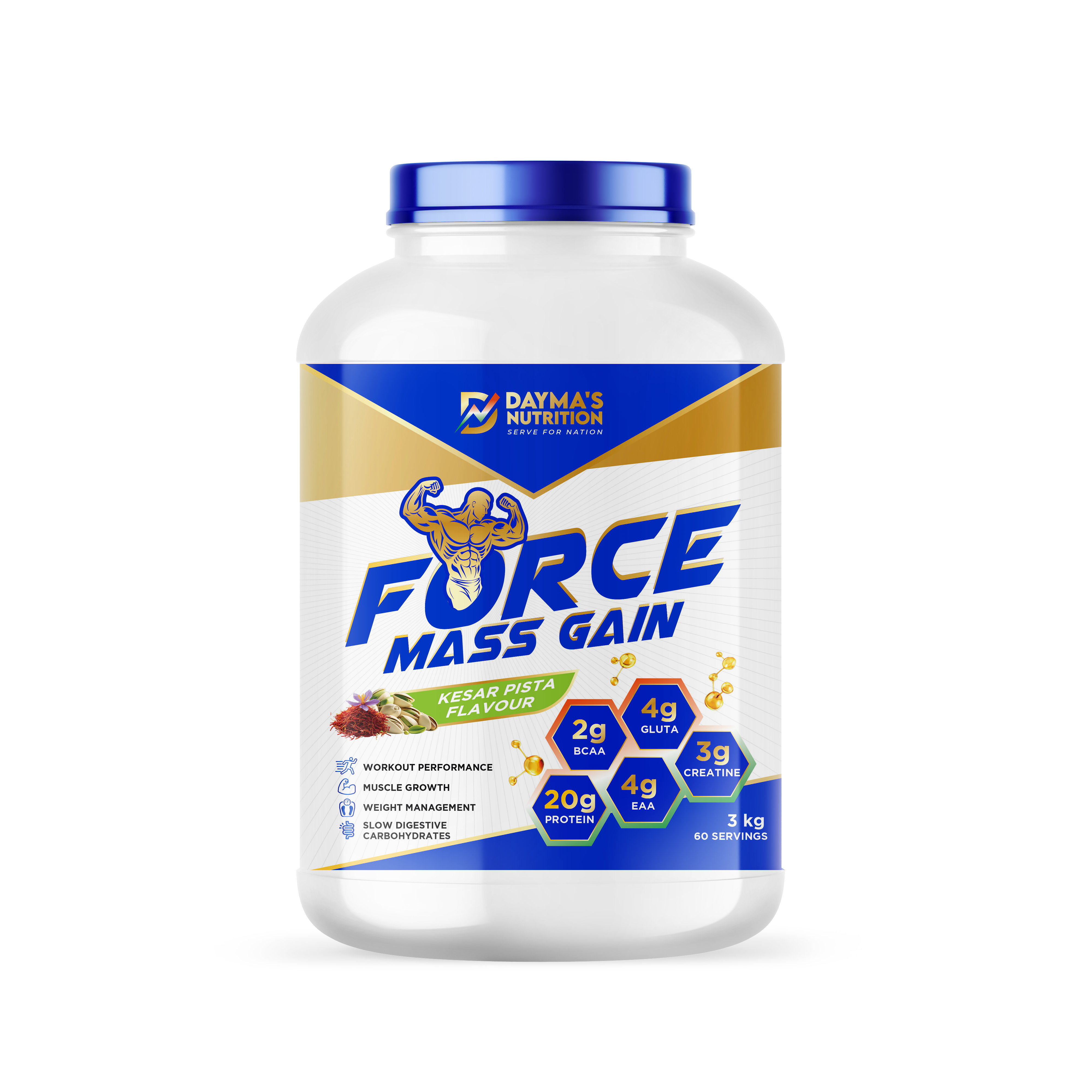 Dayma’s Nutrition-Force Mass Gain-KesarPista_3kg